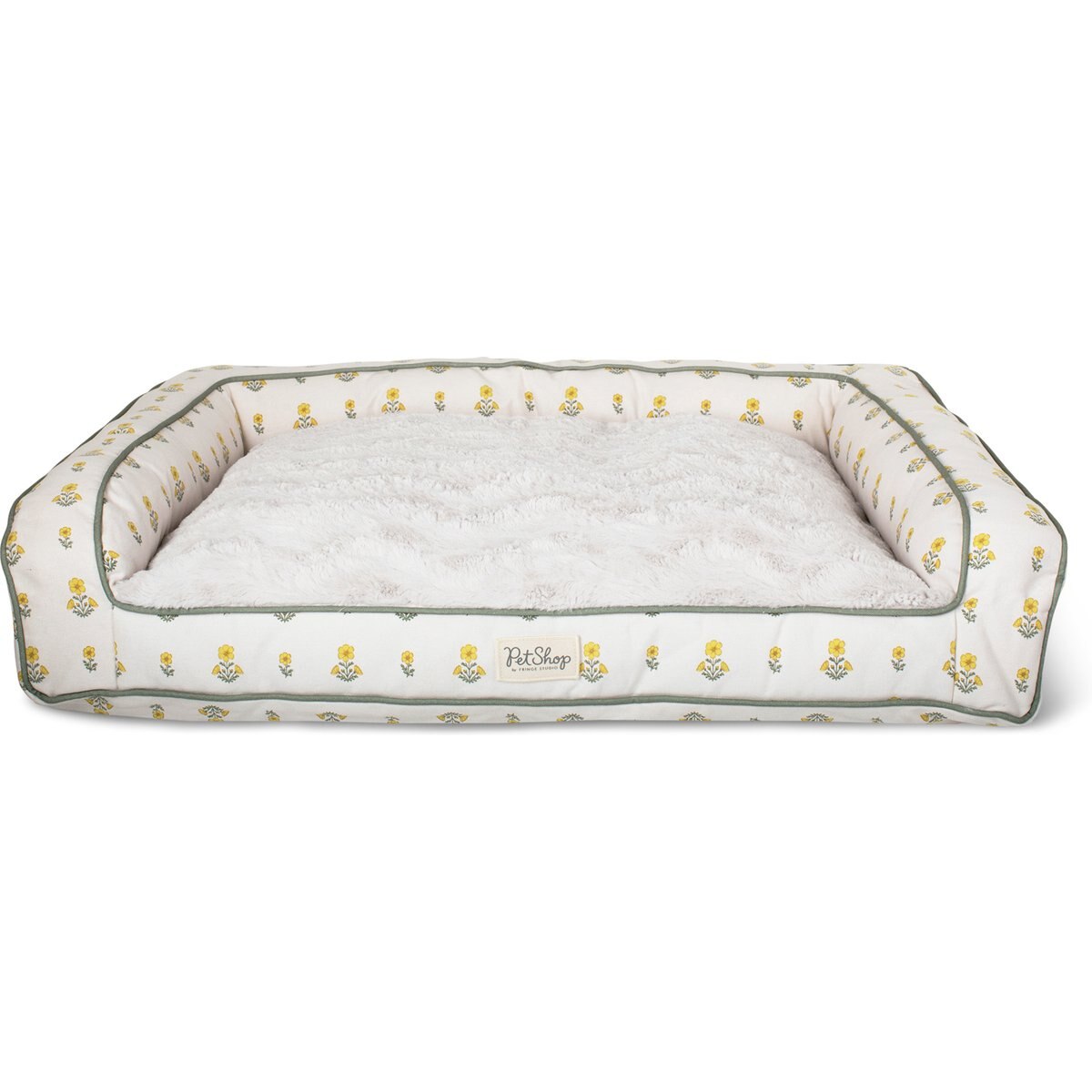 Fringe Studio Block Print Marigold Couch Dog Bed, Large