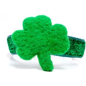 Mimi Green Shamrock Personalized Collar Accessory Dog ID Tag, Dark Green, Medium