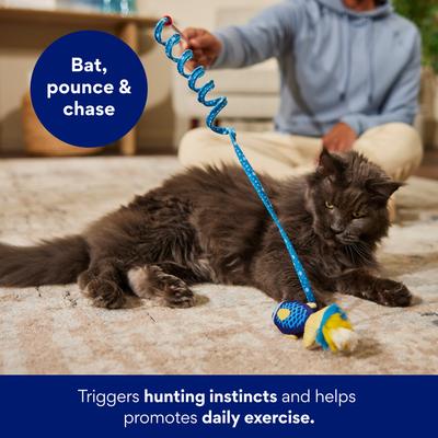 Show full view: Frisco Coastal Fish Springy Teaser Wand Cat Toy with Silvervine & Catnip slide 4 of 7