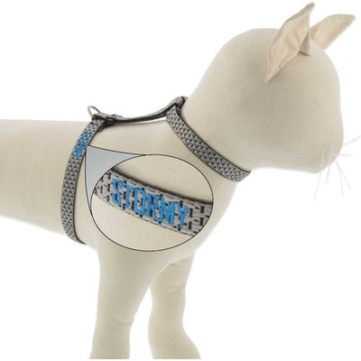 LupinePet LupinePet Personalized ECO Recycled H-Style Cat Harness, Granite, Large: 12 to 20-in chest