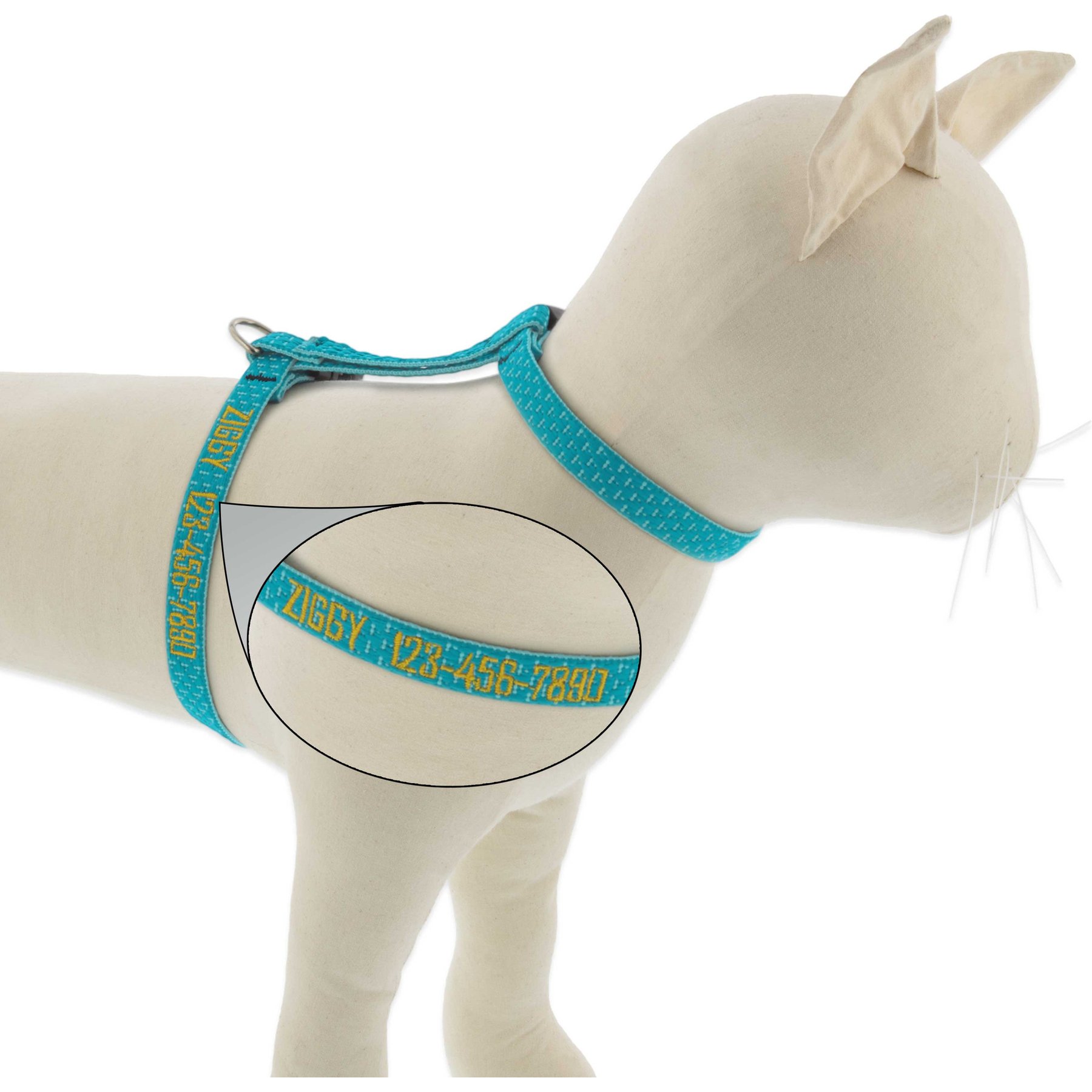 LupinePet Personalized ECO Recycled H-Style Cat Harness, Tropical Sea, Small: 9 to 14-in chest