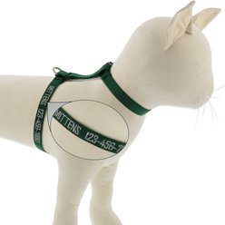 LupinePet Personalized Basic Solid H-Style Cat Harness, Green, Small: 9 to 14-in chest