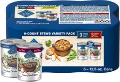 Blue Buffalo's Stew Chicken & Beef Variety Pack Wet Dog Food,12.5-oz can, case of 6