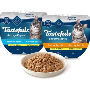 Blue Buffalo Tastefuls Savory Singles Chicken & Turkey Variety Pack in Gravy Wet Cat Food, 2.6-oz cup, 24 count