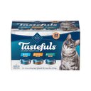 Blue Buffalo Tastefuls Chicken, Turkey & Chicken, Ocean Fish & Tuna Entrees Variety Pack Pate Wet Cat Food, 5.5-oz can, case of 24