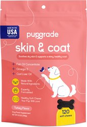 PupGrade Skin & Coat Omega-3 Fish Oil Turkey Flavored Soft Chew Supplement for Dogs, 120 count