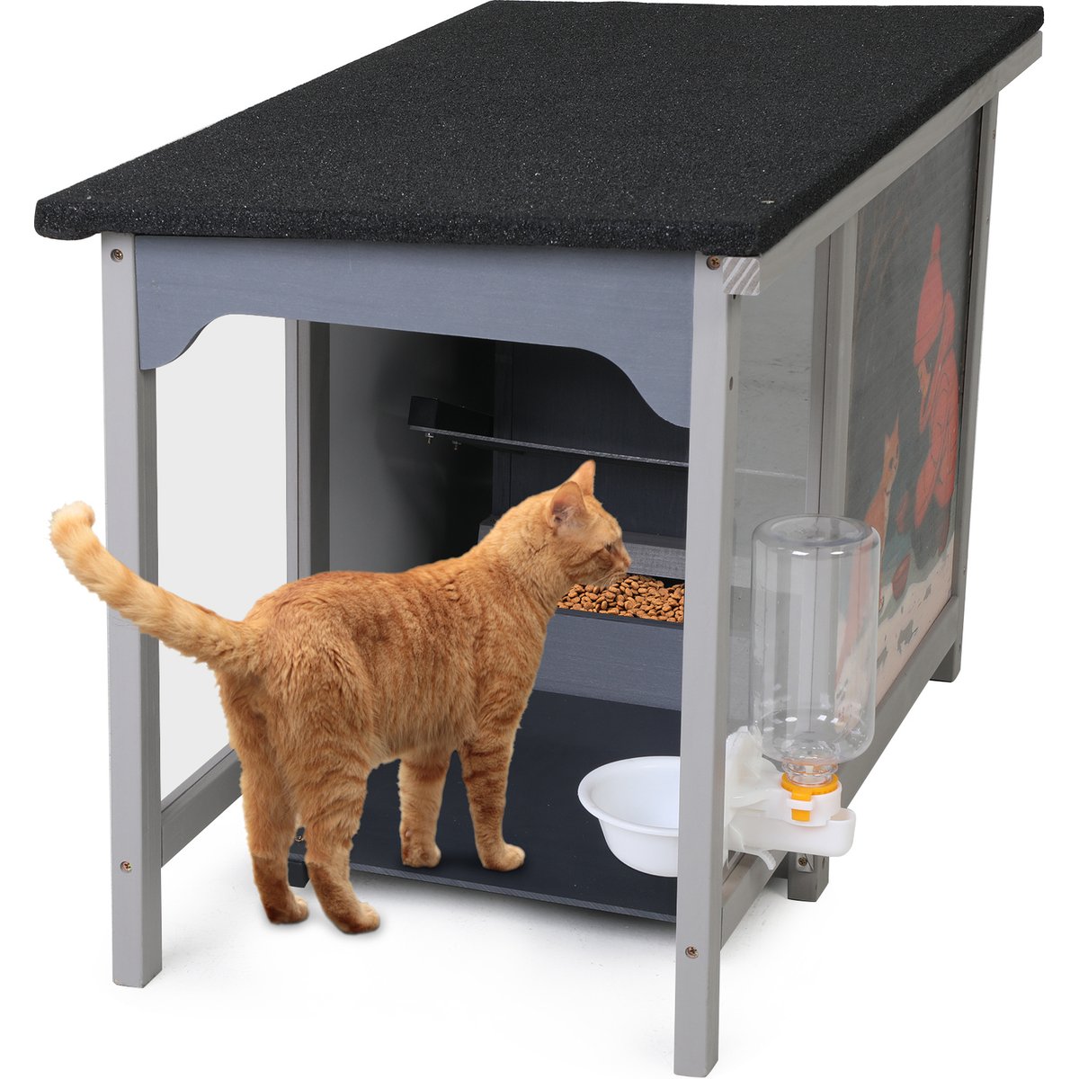 Coziwow All-Weather Outdoor Cat Feeder, Grey, 11-l
