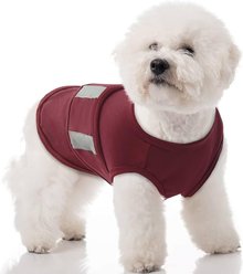 Kuoser Adjustable Thunderstorm Fireworks Travel & Separation Relief Calming Anxiety Vest for Dogs, Bordeaux, Medium: 14.9 to 18.1-in neck