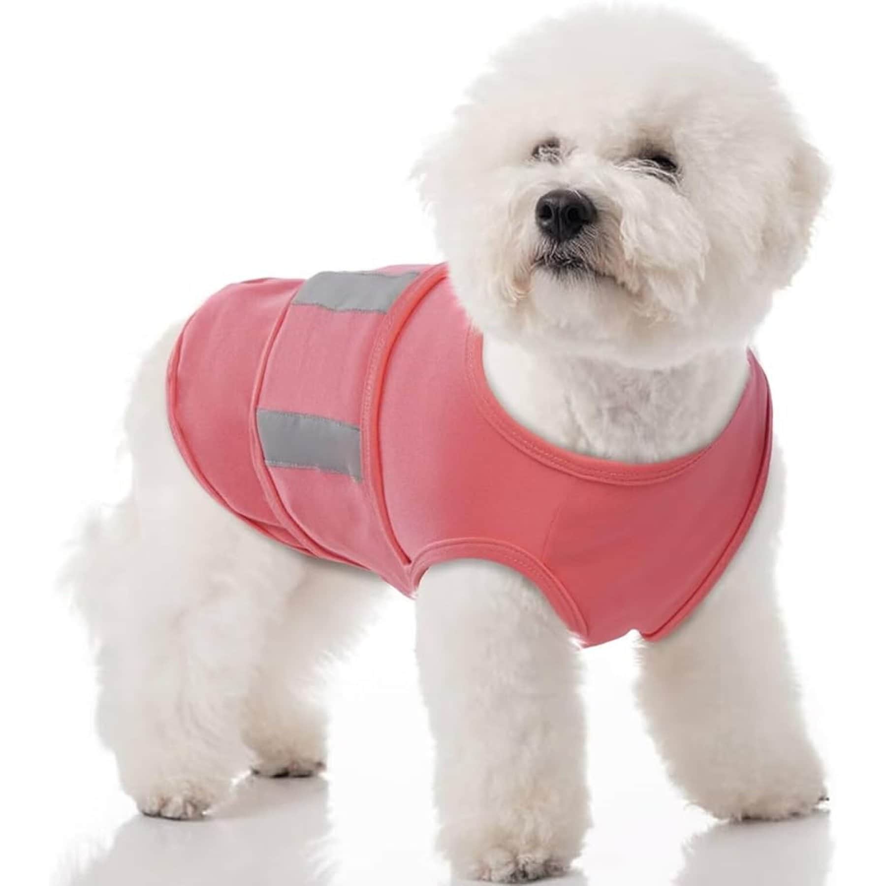 Kuoser Adjustable Thunderstorm Fireworks Travel & Separation Relief Calming Anxiety Vest for Dogs, Shell Pink, Small: 12.5 to 14.9-in neck
