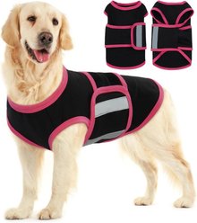 Kuoser Soft Reflective Breathable Jacket Wrap for Fireworks Thunderstorms Separation & Travel Calming Anxiety Vest for Dogs, Black, Large: 18.1 to 21.6-in neck