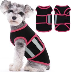 Kuoser Soft Reflective Breathable Jacket Wrap for Fireworks Thunderstorms Separation & Travel Calming Anxiety Vest for Dogs, Black, X-Small: 9.8 to 12.5-in neck