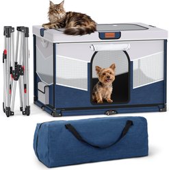 LOOBANI Foldable Fabric & Steel Dog & Cat Playpen, Blue-Gray