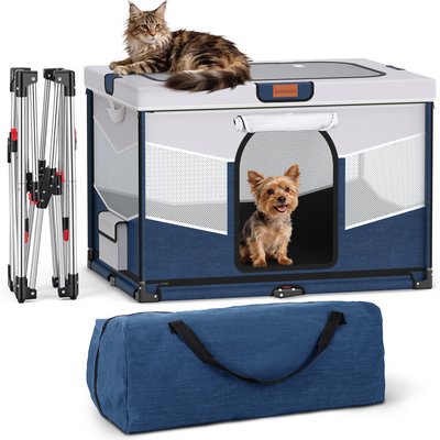 LOOBANI LOOBANI Foldable Fabric & Steel Dog & Cat Playpen, Blue-Gray