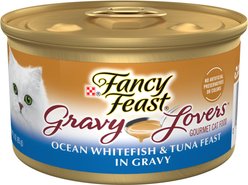 Fancy Feast Gravy Lovers Ocean Whitefish & Tuna Feast in Sauteed Seafood Flavor Gravy Canned Cat Food, 3-oz can, case of 4