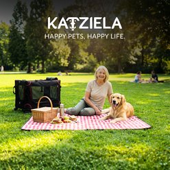Katziela MegaCruze Carrier Pro Soft-Sided Dog Travel Crate, Black/Red, 24 inch slide 2 of 8