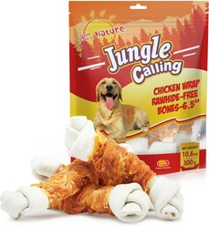 Jungle Calling 6.5-inch Real Chicken Wrapped Bones Rawhide-Free Dog Chews, 10.6-oz bag