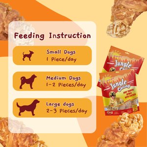 Jungle Calling Chicken Wrapped Knotted Beef Tendon Bones Dog Chew, 10.6-oz bag, 6 count