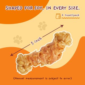 Jungle Calling Chicken Wrapped Knotted Beef Tendon Bones Dog Chew, 10.6-oz bag, 6 count