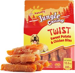 Jungle Calling Skinless Chicken Gluten-Free & Grain-Free Wrapped Sweet Potato Chewy Dog Treats, 10.6-oz
