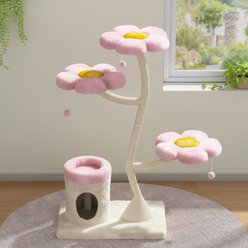 Coziwow 57-in Flower Plush Scratching Posts & Iron Frame Multi-Level Cat Tree & Condo