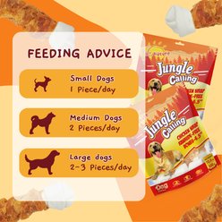 Jungle Calling 6.5-inch Real Chicken Wrapped Bones Rawhide-Free Dog Chews, 10.6-oz bag slide 2 of 9