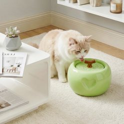 Happy & Polly Sculpted Apple Non-Skid Ceramic Cat Water Fountain, 50-oz, Green slide 2 of 9