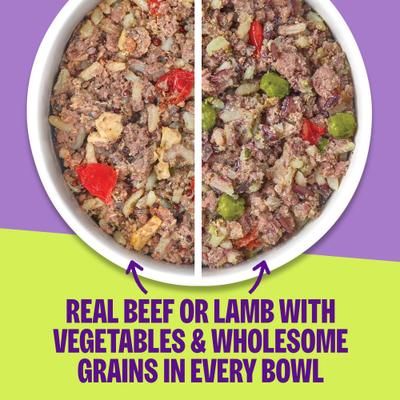 Show full view: Wellness Protein Bowls Adult Wholesome Grains Beef & Lamb Value Pack Fresh Alternative Dog Food, 6.2-oz pouch, case of 6 slide 5 of 11