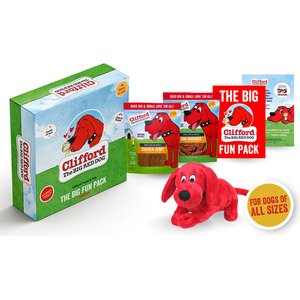 CLIFFORD Fun Box Snuggle Buddy + Chicken Jerky & Mini Sausages
