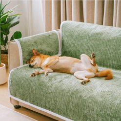 FunnyFuzzy Anti-Slip Striped with Armrest Couch Cover Dog Furniture Protector, Beige, Love Seat slide 2 of 6