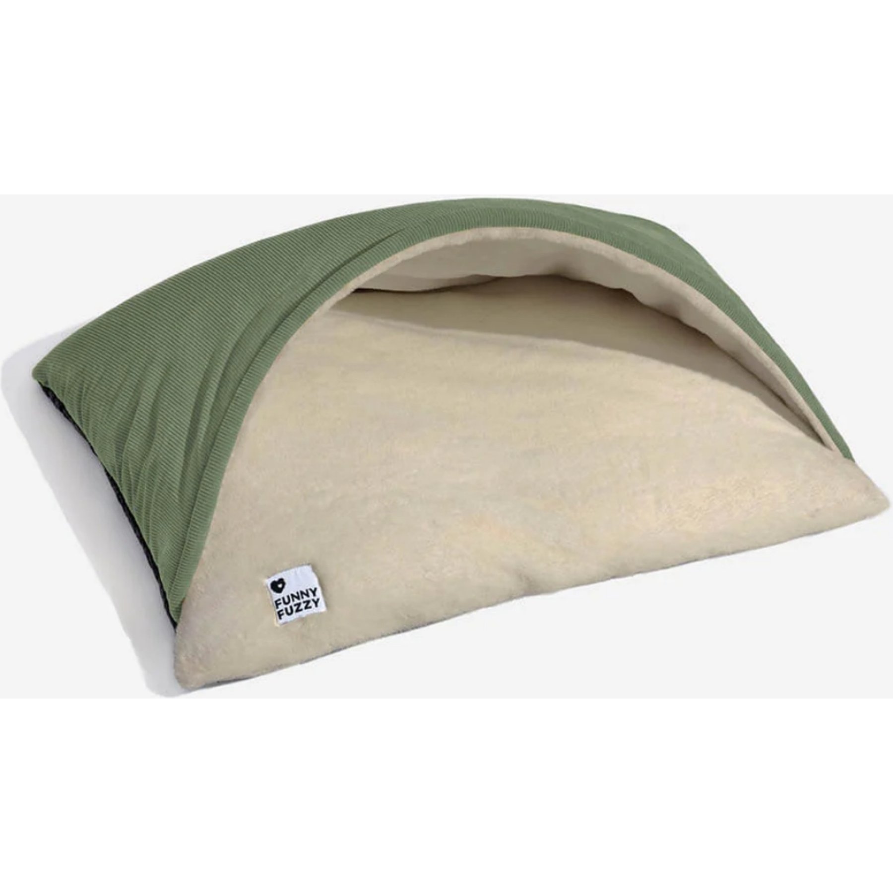 FunnyFuzzy Extremely Soft Fuzzy Sleeping Bag Machine Washable Covered Dog Bed, Green, Large