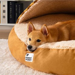 FunnyFuzzy Round Canopy Dream Hideaway Machine Washable Covered Dog Bed, Brown, X-Large slide 2 of 7