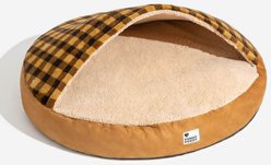 FunnyFuzzy Round Canopy Dream Hideaway Machine Washable Covered Dog Bed, Brown, Medium