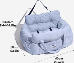 FunnyFuzzy Portable Leisure Outing Car Seat Travel Dog Bed, Dark Blue, Double Seat slide 2 of 7