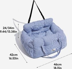 FunnyFuzzy Portable Leisure Outing Car Seat Travel Dog Bed, Dark Blue, Single Seat slide 2 of 7