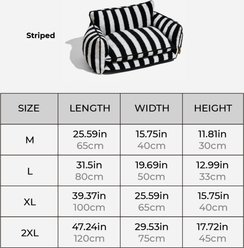 FunnyFuzzy Striped Faux Lambswool Double Layer Orthopedic Furniture Style Sofa Dog Bed, Black, XX-Large slide 2 of 6