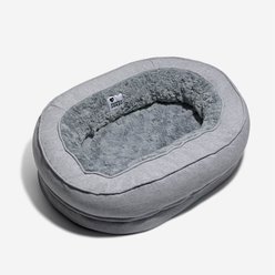 FunnyFuzzy Premium Soft & Warm Fabric Donut Machine Washable Bolster Dog Bed, Fuzzy Grey, X-Large