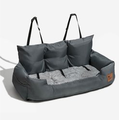 FunnyFuzzy Travel Waterproof Safety Machine Washable Bolster Dog Car Back Seat Bed, Pro-Charcoal Grey, Jumbo Plus