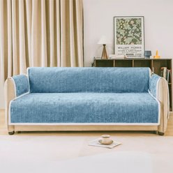 FunnyFuzzy Anti-Slip Striped with Armrest Couch Cover Dog Furniture Protector, Blue, Sofa