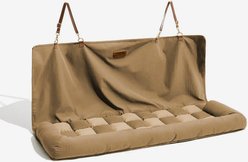 FunnyFuzzy Chessboard Lounge Machine Washable Bolster Dog Car Seat Bed, Brown