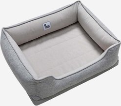 FunnyFuzzy Square Bread Removable Cover Bolster Dog Bed, Grey, Large