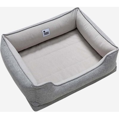 FunnyFuzzy FunnyFuzzy Square Bread Removable Cover Bolster Dog Bed, Grey, Medium