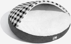 FunnyFuzzy Round Canopy Dream Hideaway Machine Washable Covered Dog Bed, Black, X-Large
