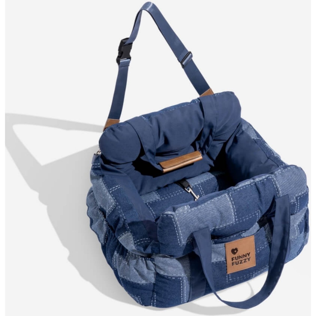 FunnyFuzzy Portable Leisure Outing Car Seat Travel Dog Bed, Dark Blue, Single Seat