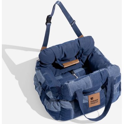 FunnyFuzzy FunnyFuzzy Portable Leisure Outing Car Seat Travel Dog Bed, Dark Blue, Single Seat