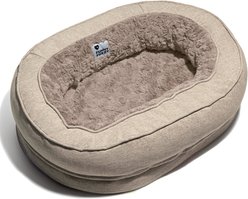 FunnyFuzzy Premium Soft & Warm Fabric Donut Machine Washable Bolster Dog Bed, Fuzzy Brown, Medium