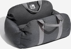 FunnyFuzzy First Class Machine Washable Bolster Dog Car Bed, Double Seat, Charcoal Gray