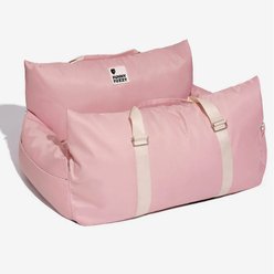 FunnyFuzzy First Class Waterproof Machine Washable Bolster Dog Car Double-Seat Bed, Pink