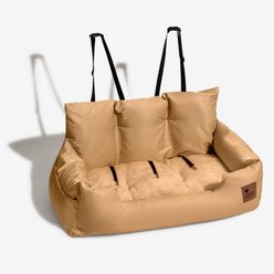 FunnyFuzzy Travel Waterproof Safety Machine Washable Bolster Dog Car Back Seat Bed, Waterproof Pro-Brown, Jumbo Plus