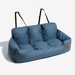 FunnyFuzzy Travel Safety Machine Washable Bolster Dog Car Back Seat Bed, Pro-Blue, Jumbo Plus