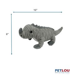 Petlou Groovys Rhino Iguana Squeaky Plush Dog Toy, 15-in slide 2 of 5